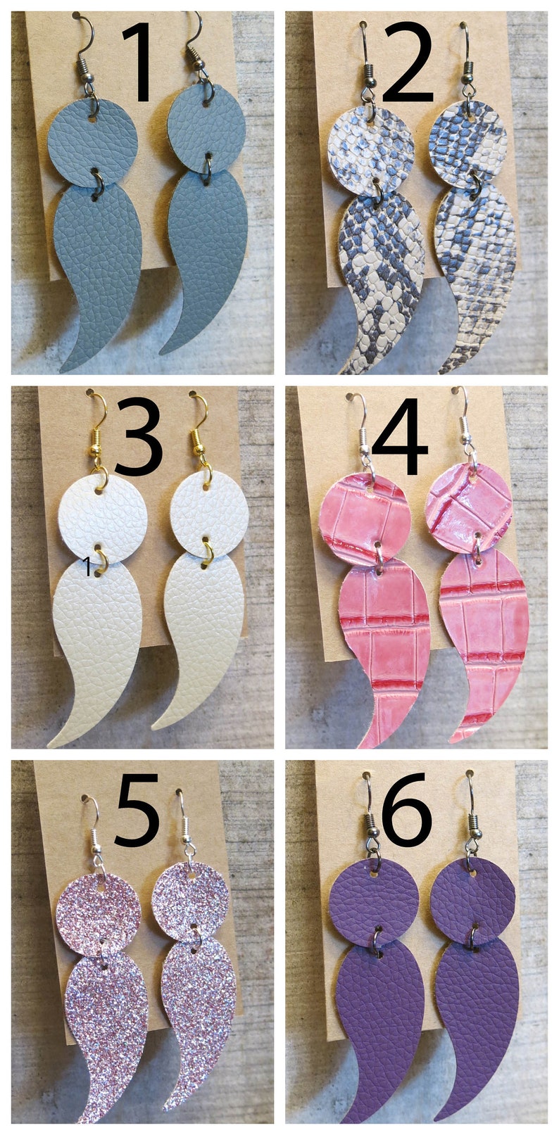 Semicolon earring dangle faux leather