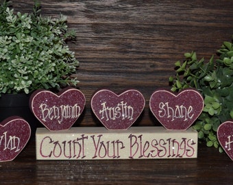 Christmas Gift-Count Your Blessings Block Set-Personalized Mother's Day Gift Grandma Gift Personalized Christmas Gift Mom Family Home Decor