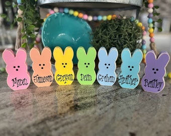 Add-on Personalized Easter Peeps Wooden Blocks Marshmallow Peeps Blocks Easter Grandma Gift Easter Block Set Easter Decor Spring Decor