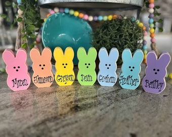 Add-on Personalized Easter Peeps Wooden Blocks Marshmallow Peeps Blocks Easter Grandma Gift Easter Block Set Easter Decor Spring Decor