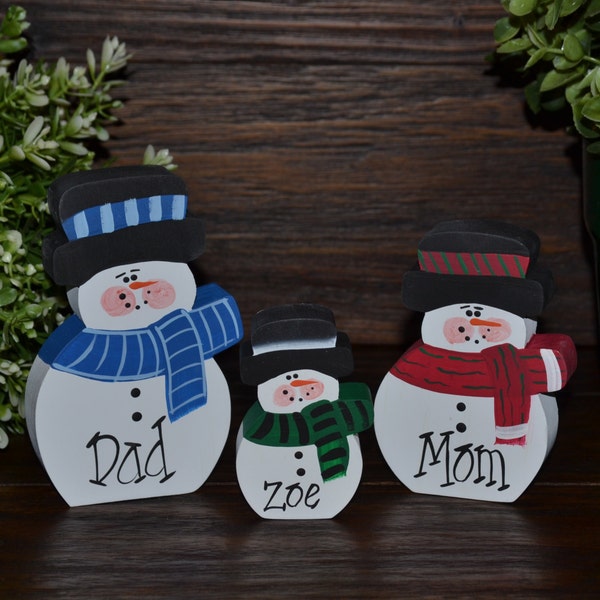 Christmas Decor Personalized Snowmen Holiday Decor Christmas Decoration Personalized Snowman Family Gift Housewarming Gift Snowpeople Gift