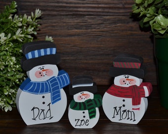 Christmas Decor Personalized Snowmen Holiday Decor Christmas Decoration Personalized Snowman Family Gift Housewarming Gift Snowpeople Gift