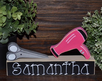 Personalized Hair Dresser Gift Block Set Personalized Hair Stylist Christmas Gift, Hair Dresser Grad Gift, Blow Dryer, Shears, Beautician