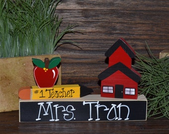 Personalized Teacher Gift Name Plate Wedding Gift for Teacher Appreciation Personalized Teacher Blocks Back to School Gift Name Plaque