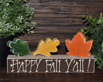 Happy Fall Leaves Decor Fall Shelf Sitter Fall Mantle Decoration Fall Decor Thanksgiving Decoration Halloween Decor Autumn Decor Block Set