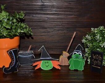 Individual Add-On Halloween Decor-Personalized Halloween home decoration Halloween party Place cards Witch Hat Cauldron Frog Witch Boot