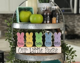 Easter Tiered Tray Decor Spring Personalized Easter Peeps Wooden Block Set Grandma Gift Peeps Easter Blocks Easter Decoration Spring Decor