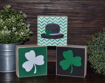 St. Patrick's Day Tiered Tray Decor Wood Stacking Blocks of Love Set St Patrick's Day Shamrock Coffee Bar Decor St Patrick's Day Decoration