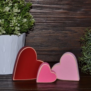 Valentine's Day Decor Personalized Wood Heart Block Love Set personalized home decor primitive gift holiday personalized valentine's decor image 1
