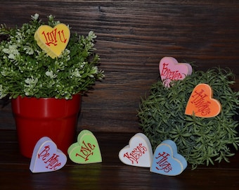 Sweethearts Wooden Candy Hearts Sweethearts Tiered Tray Decor Wooden Conversation Hearts Valentine's Day Candy Valentine's Day Decor