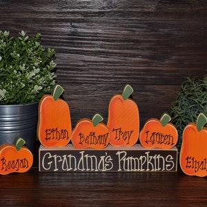Fall Decor Personalized Thanksgiving Decor Personalized Pumpkins Family Block Set Personalized Grandma Gift Thanksgiving Decoration Holiday image 1