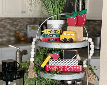 Back to School Tiered Tray Decor Personalized Teacher Gift Teacher Appreciation Gift Wedding Gift for Teacher Gift End of School Gift