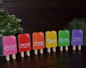 Personalized Popsicle Summer Decor Popsicle Blocks Personalized Blocks - Add-on for Grandma's Treats Block Set
