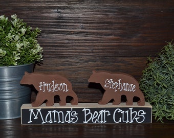 Mama Bear Block Set-Personalized Gift for Mom-Mama's Bear Cubs Momma Bear Block Set Mamma Bear Block Set Personalized Mother's Day Gift