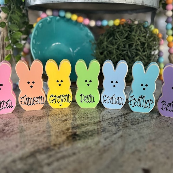 Add-on Personalized Easter Peeps Wooden Blocks Marshmallow Peeps Blocks Easter Grandma Gift Easter Block Set Easter Decor Spring Decor
