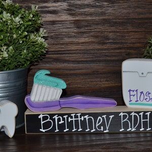 Personalized Dental Hygienist Gift Block Set Personalized Dentist Christmas Gift Block Set, RDH Graduation Gift, Dental Assistant, CDA Purple