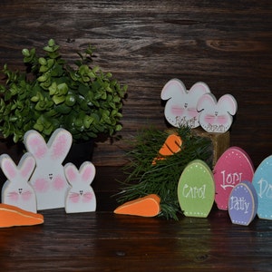 Personalized Easter Decor-Add-on Pieces  - Bunny Bunnies Carrot Easter Eggs Spring Decor Easter Home Decor Mantle Decor Stacking Blocks