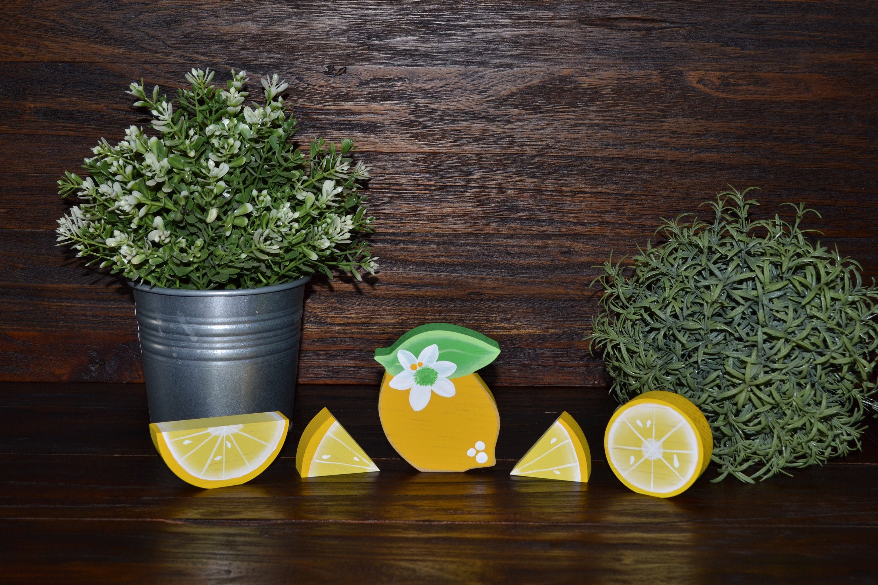 Lemon Tiered Tray Decor Wood Block Pieces Farmhouse Sign Summer Decor…