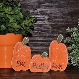 INDIVIDUAL Personalized Pumpkin Halloween Decor Thanksgiving Place Card Fall Decor Pumpkin Home Decor Primitive Pumpkin Gift Fall Decoration image 2