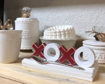 XOXO Tiered Tray Valentines Decor Hugs & Kisses Wood Block Set Valentine's Day Tiered Tray Decor Home Decor Primitive Blocks Hugs and Kisses