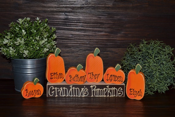 Fall Decor Personalized Thanksgiving Decor Personalized Pumpkins Family Block Set Personalized Grandma Gift Thanksgiving Decoration Holiday