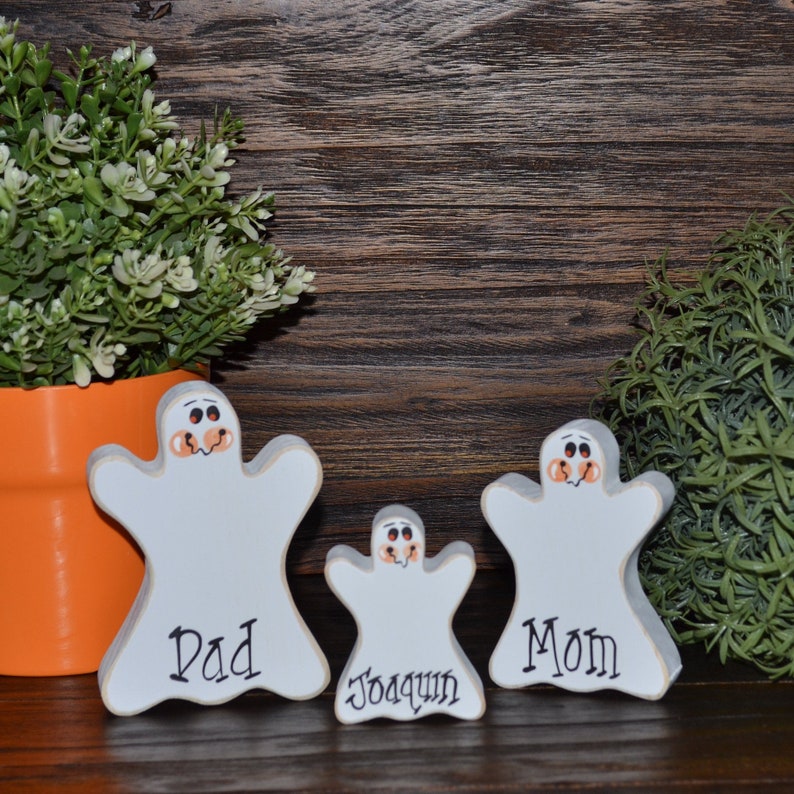 Ghost Blocks Personalized Halloween Tiered Tray Decor Blocks of Love Halloween Decoration Personalized Ghost Halloween Decor Family Gift image 1