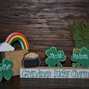 St. Patrick's Day Block Set - Personalized Wood Blocks of Love Set - Grandma's Lucky Charms Block Set - St. Patrick's Day Tiered Tray Decor