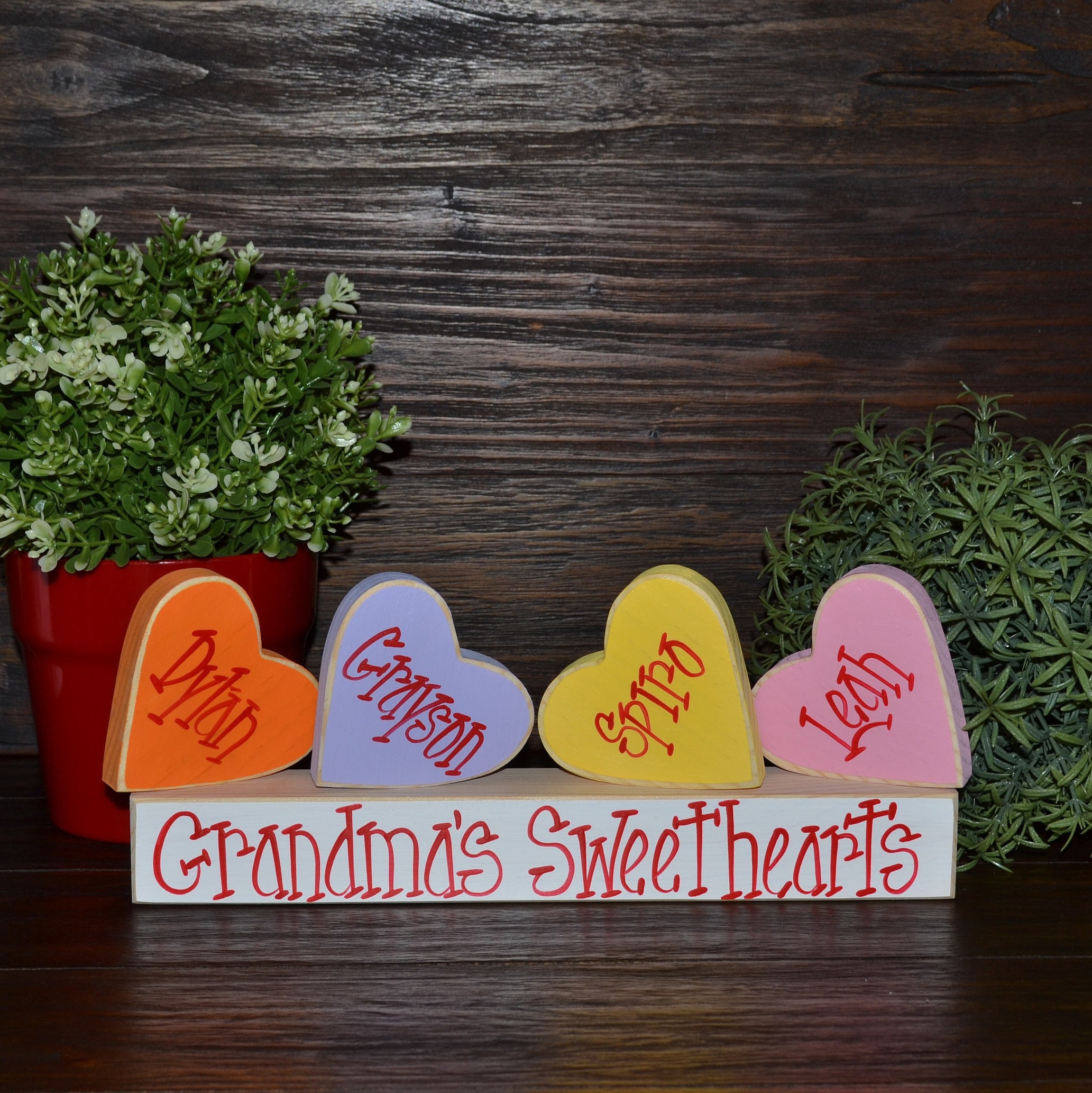 Personalized Valentine's Day Decor Valentines Grandma Gift Sweetheart Block Set Candies
