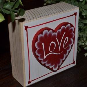 Valentine's Day Decor Wood Stacking Blocks of Love Set Valentines Decoration Block Set Mantle Decor Hugs Kisses Be Mine Love You image 2