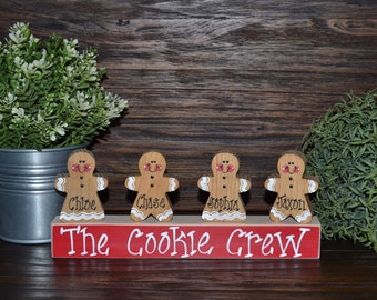 Cookie Crew-Gingerbread Decor Personalized Christmas Gingerbread Block Set-Personalized Grandma Gift Personalized Christmas Decoration