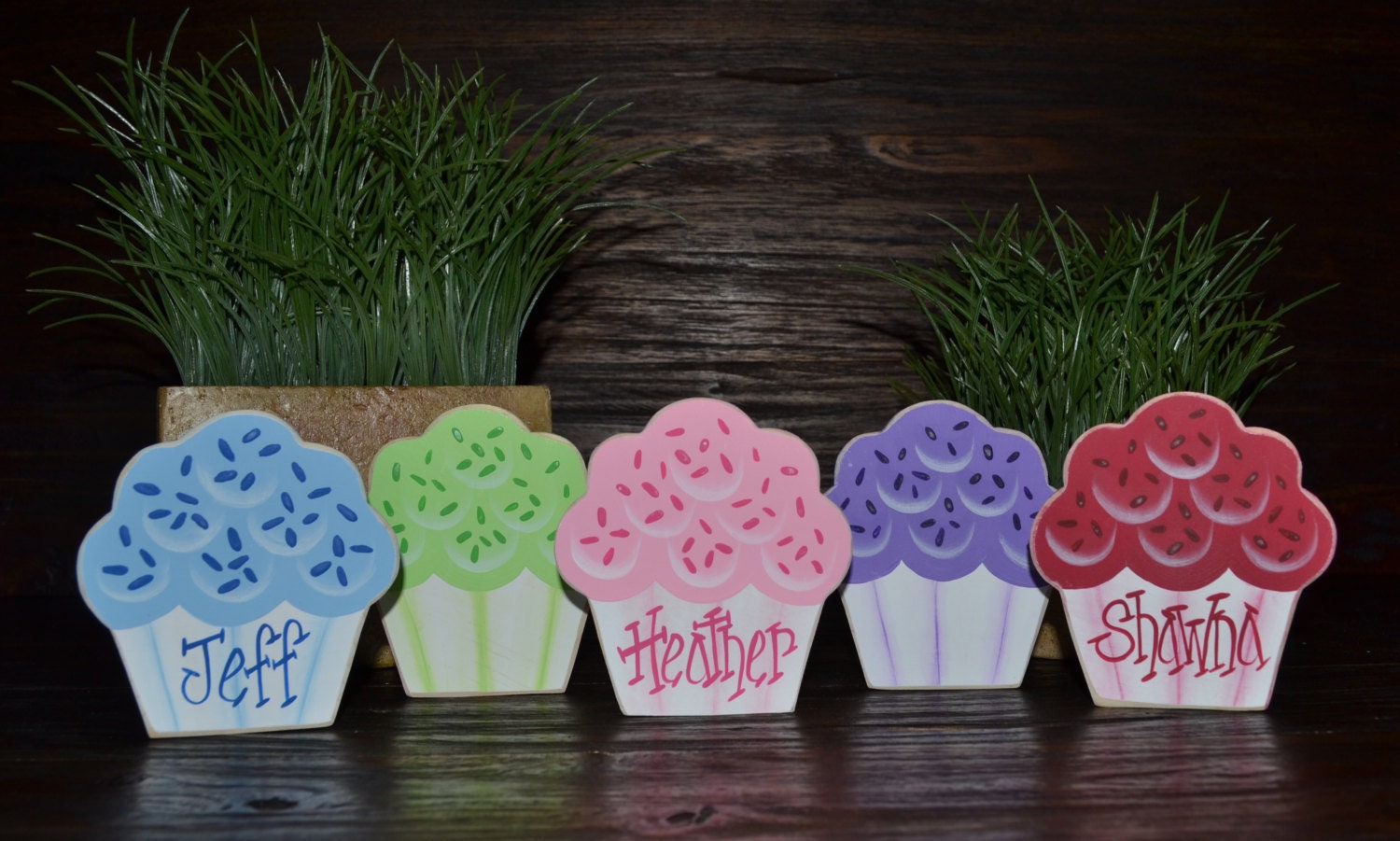 Personalized Cupcake Birthday Decor Birthday Mantle Sitter Birthday S…
