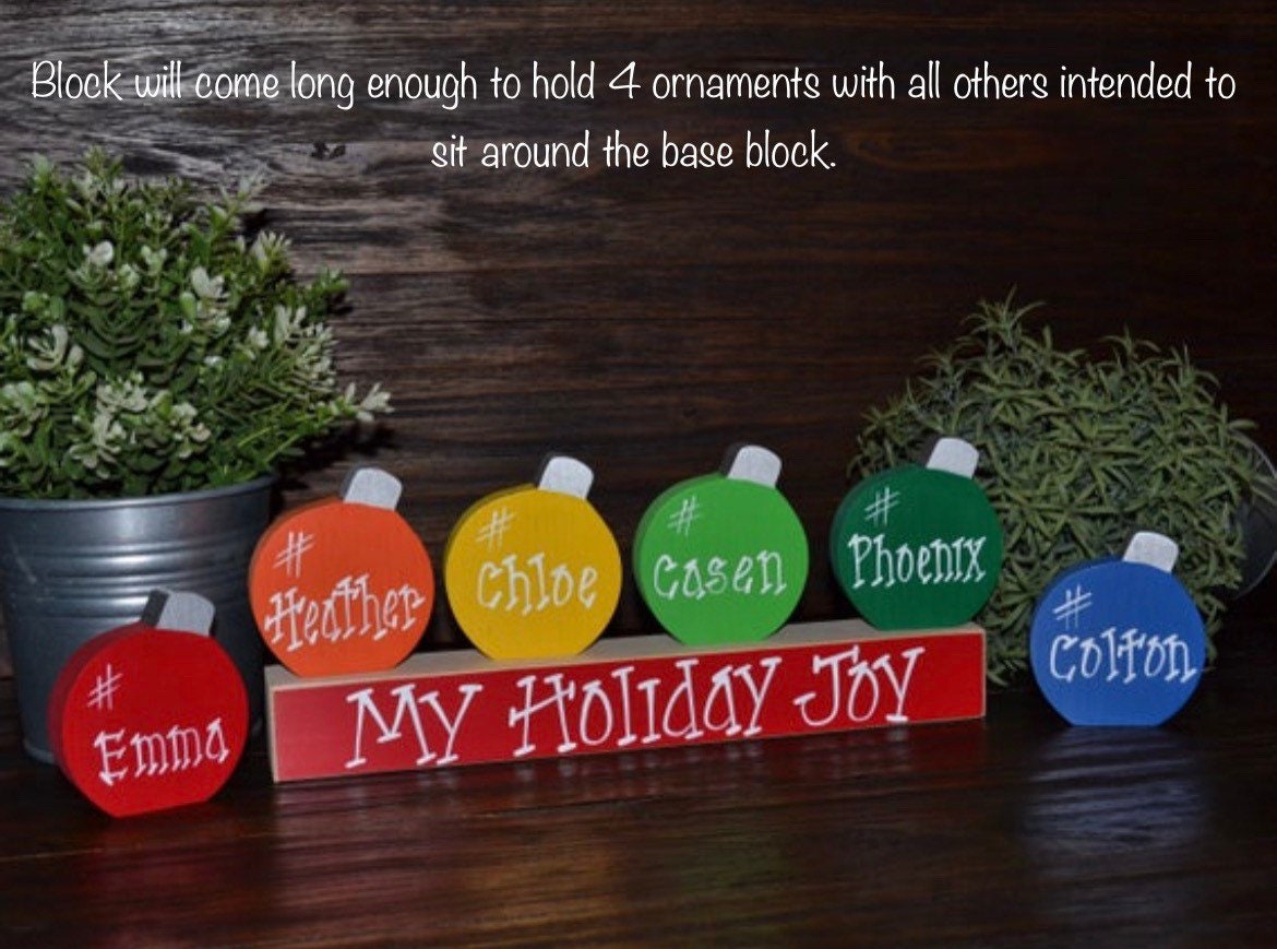 Personalized Family Christmas Ornament Block Set Custom Holiday Ornament Gift Holiday Decor Personalized Christmas Decoration Grandma Gift