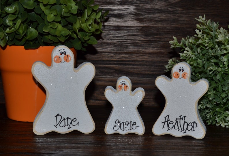 Ghost Blocks Personalized Halloween Tiered Tray Decor Blocks of Love Halloween Decoration Personalized Ghost Halloween Decor Family Gift image 3