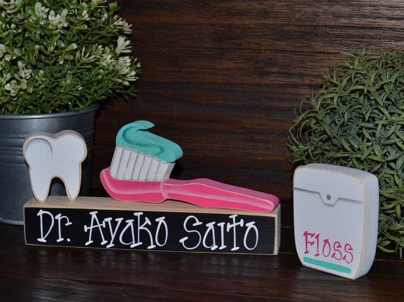 Personalized Dental Hygienist Gift Block Set Personalized Dentist Christmas Gift Block Set, RDH Graduation Gift, Dental Assistant, CDA Fuchsia