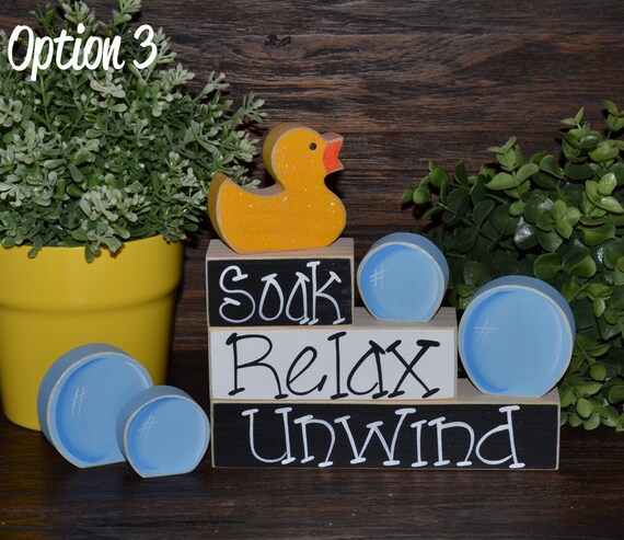 Bubble Bath Bathroom Decor Soak Relax Unwind Spa Decor Block Etsy