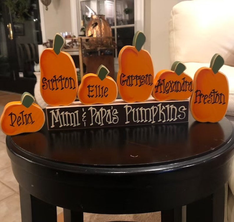 Fall Decor Personalized Thanksgiving Decor Personalized Pumpkins Family Block Set Personalized Grandma Gift Thanksgiving Decoration Holiday image 8