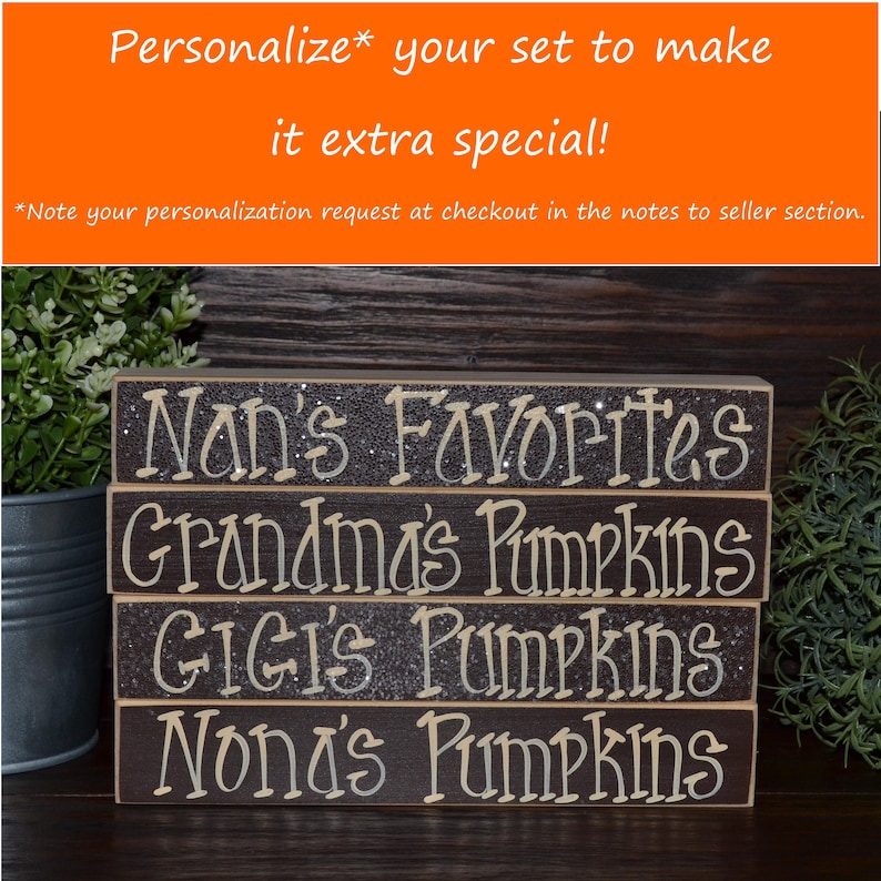 Fall Decor Personalized Thanksgiving Decor Personalized Pumpkins Family Block Set Personalized Grandma Gift Thanksgiving Decoration Holiday image 2