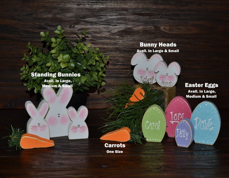Éléments décoratifs de Pâques personnalisés Lapins, carottes, œufs de Pâques, décoration printanière, décoration de Pâques, décoration de cheminée, blocs empilables image 3