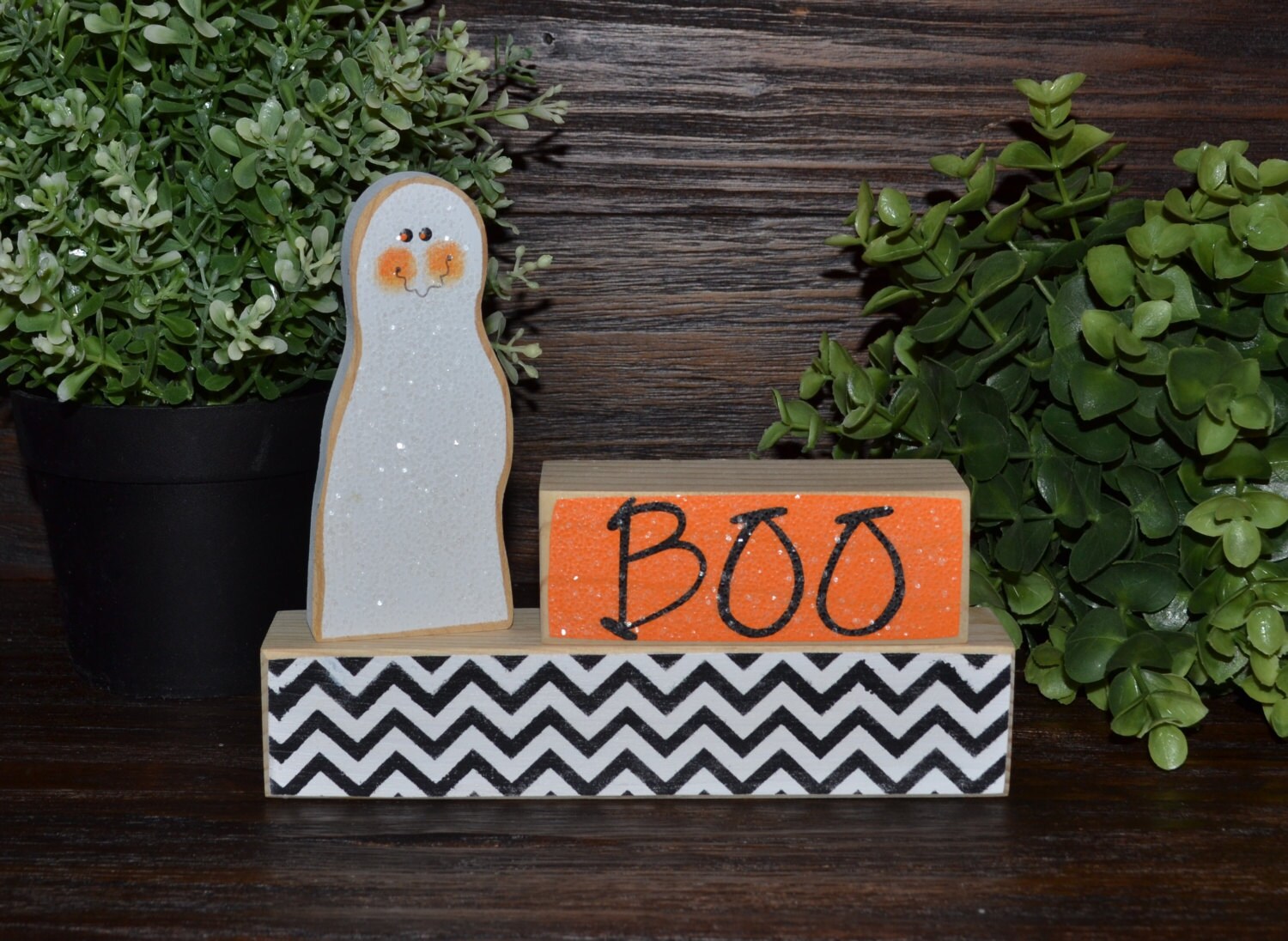Happy Halloween Block Set Chevron Halloween Decor Halloween | Etsy