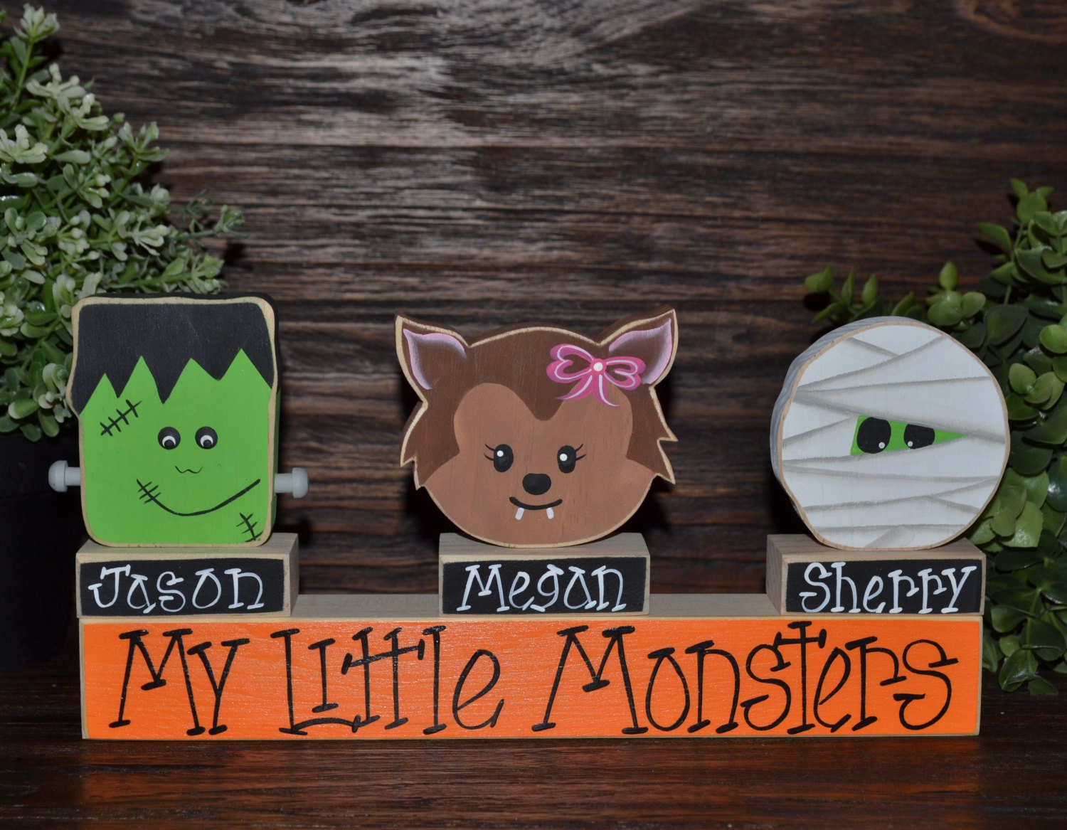 Our Little Monsters Personalized Halloween Decor Dracula Frankenstein…