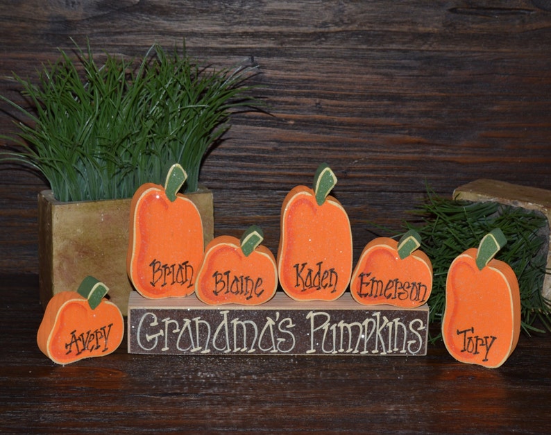 Fall Decor Personalized Thanksgiving Decor Personalized Pumpkins Family Block Set Personalized Grandma Gift Thanksgiving Decoration Holiday image 4