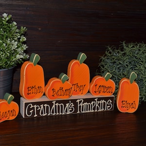 Fall Decor Personalized Thanksgiving Decor Personalized Pumpkins Family Block Set Personalized Grandma Gift Thanksgiving Decoration Holiday 3 Lrg/3 Sm