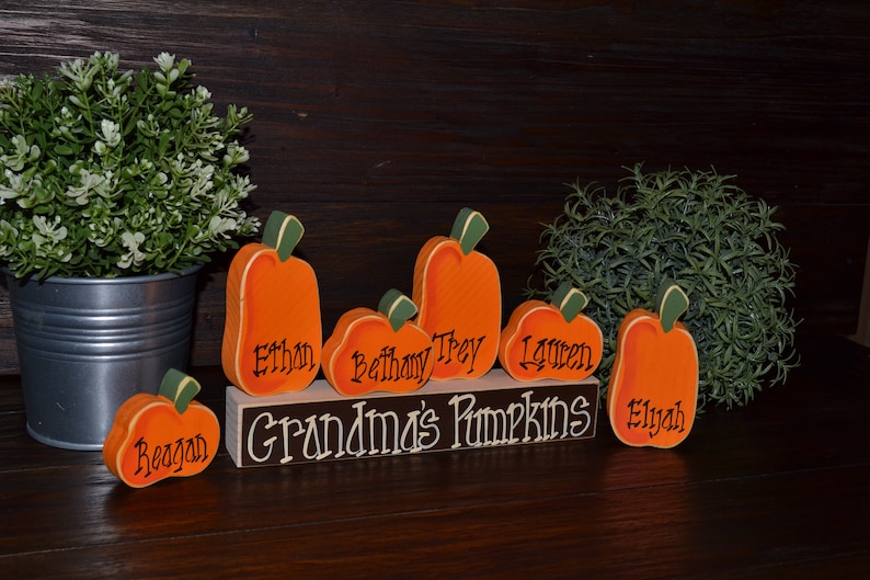 Fall Decor Personalized Thanksgiving Decor Personalized Pumpkins Family Block Set Personalized Grandma Gift Thanksgiving Decoration Holiday 3 Lrg/3 Sm