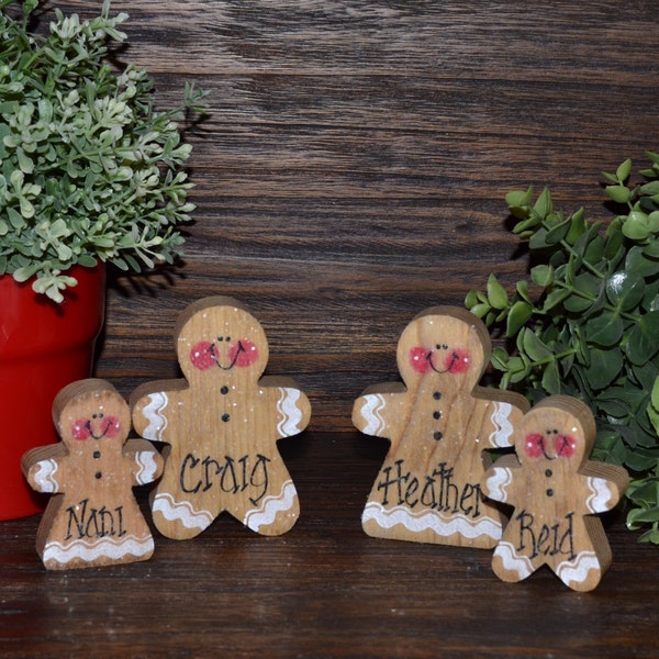 Christmas Decor Personalized Gingerbread Family Set Primitive Holiday Home Decor Christmas Decoration Personalized Christmas Family Gift Set