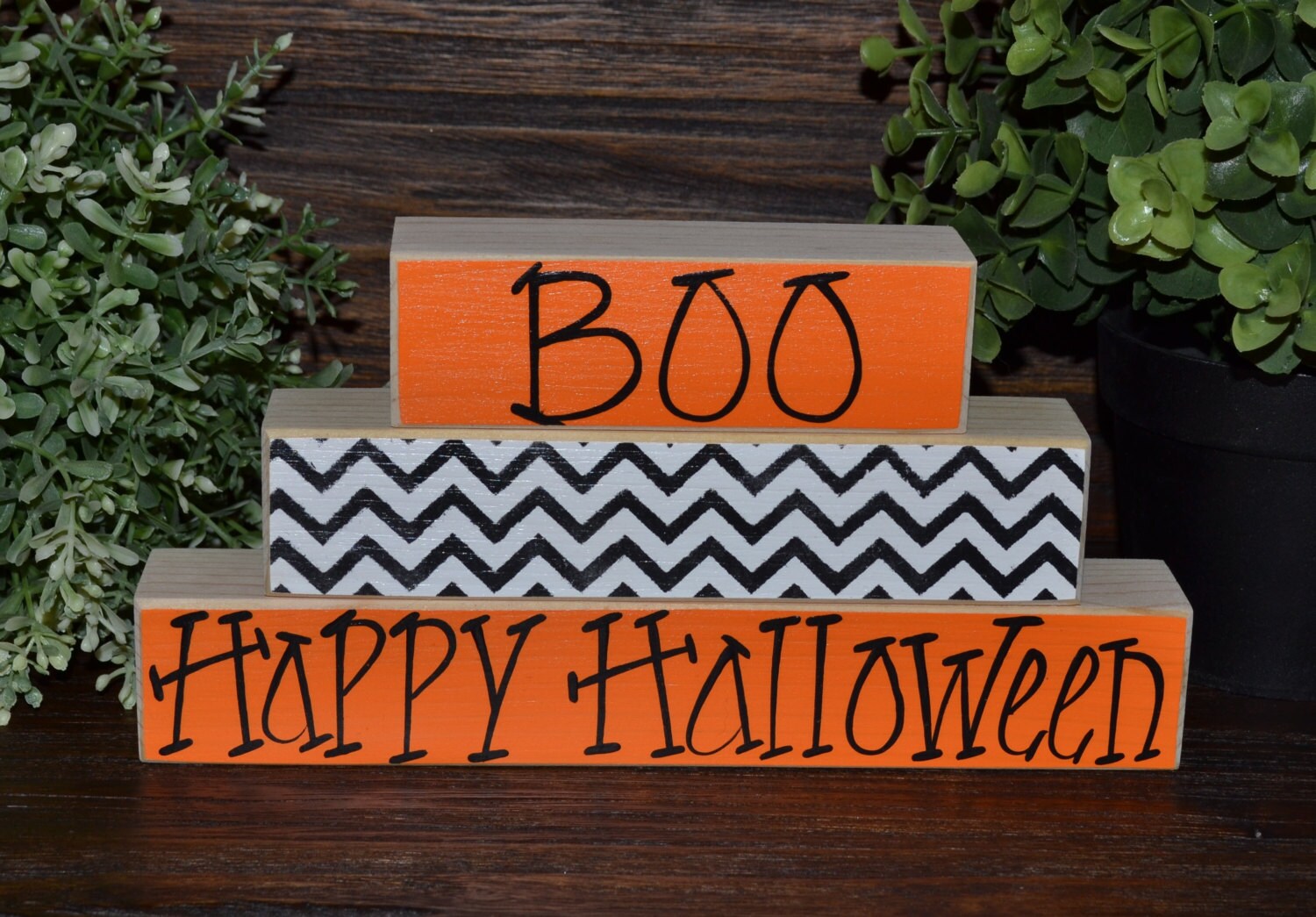 Happy Halloween Block Set Chevron Halloween Decor Halloween | Etsy