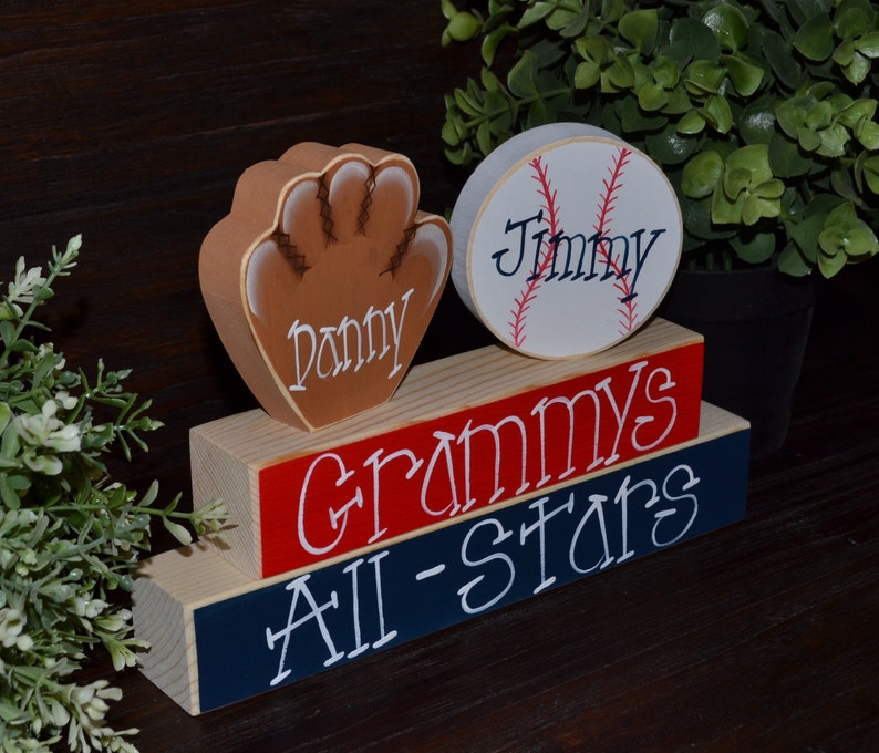 Sports Wood Sign Blocks Home Run Touch Down Baseball Football Etsy