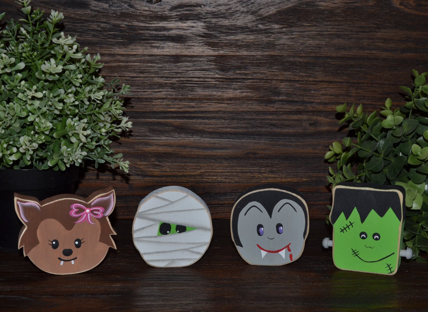 Little Monsters Halloween Decor Accent Pieces Dracula Frankenstein Mu…