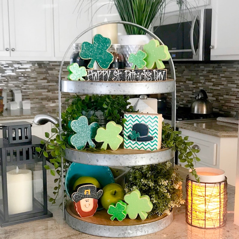 St Patrick S Day Tiered Tray Decor Block Set Shamrock Clover Set Irish