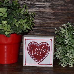 Valentine's Day Decor Wood Stacking Blocks of Love Set Valentines Decoration Block Set Mantle Decor Hugs Kisses Be Mine Love You image 1