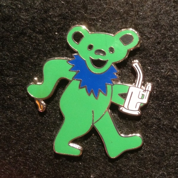 Green Dabbing Bear Hat Pin Grateful Dead 710 BHO Dancing Dabber Oil Furthur Jerry Garcia Errl